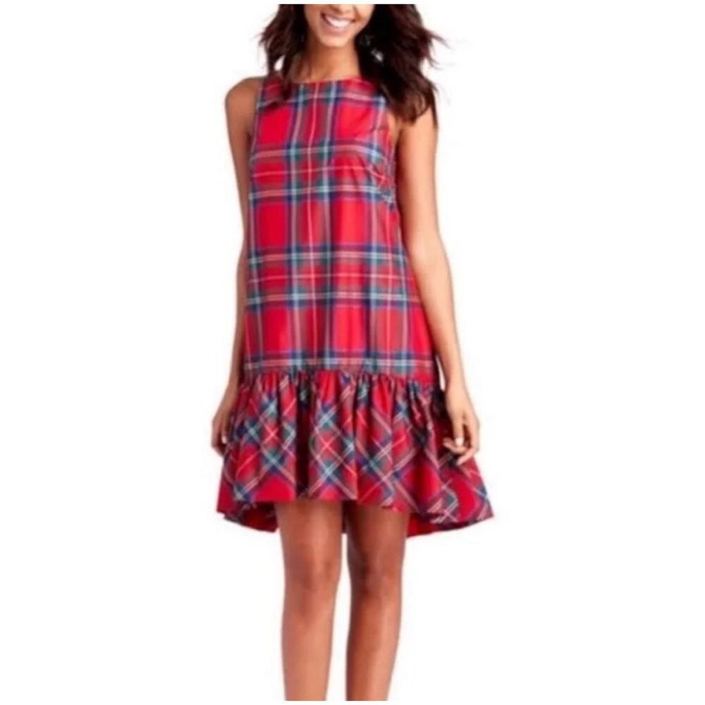 Vineyard Vines Red Plaid Midi Dress